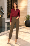 Maroon Shirt with Olive Khaki Trouser Combo for Women – Purple Imli