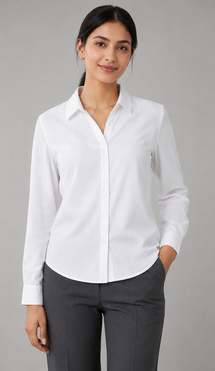 White Shirt with Taupe Beige Trouser Combo for Women – Purple Imli