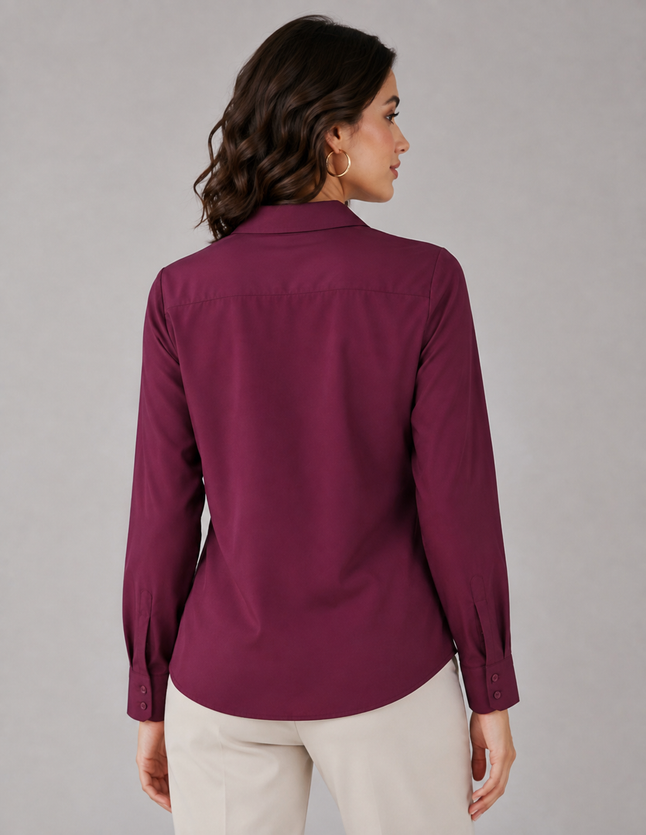 Wine Formal Shirt for Women – Purple Imli back