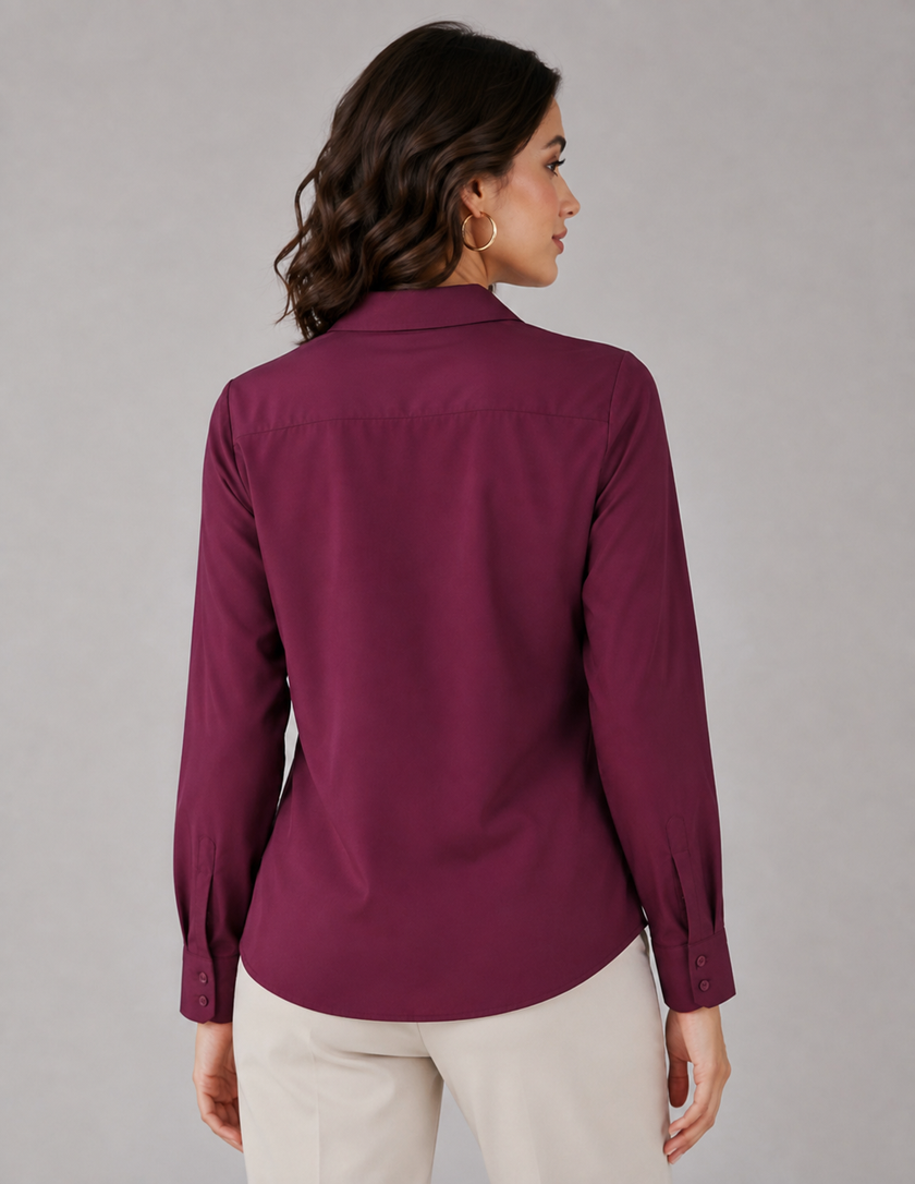 Wine Formal Shirt for Women – Purple Imli back