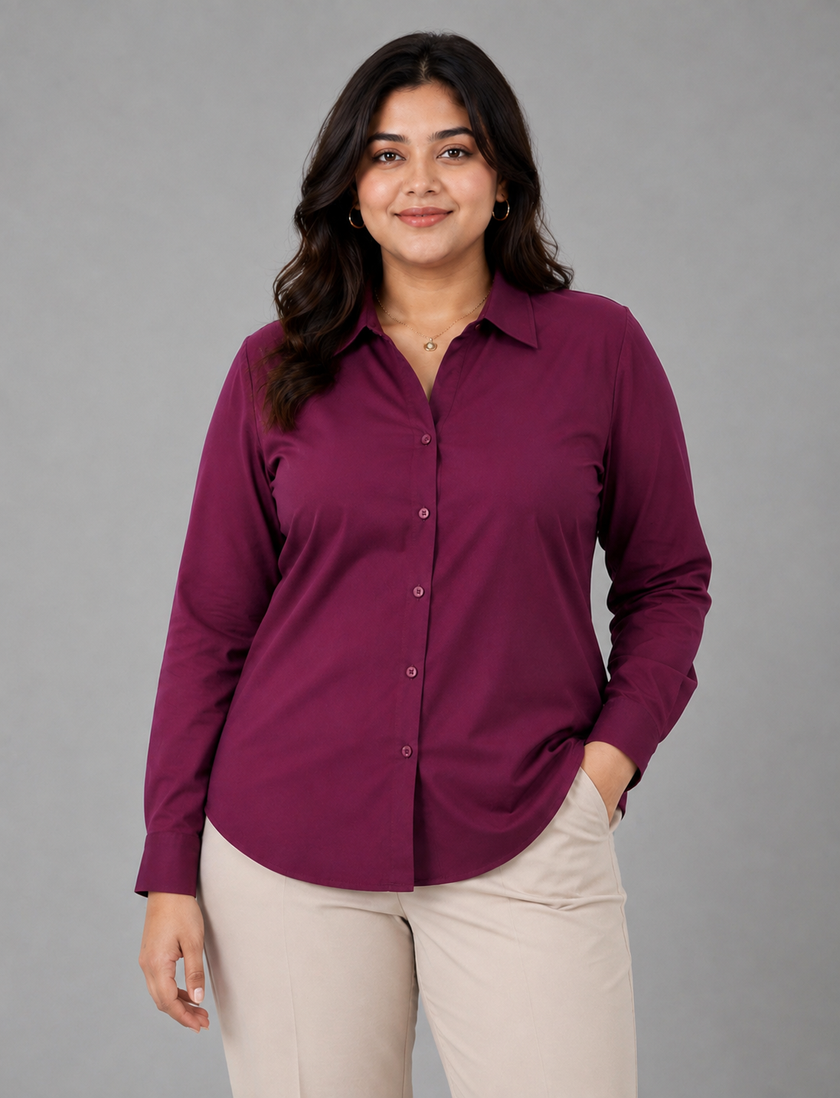 Wine Formal Shirt for Women – Purple Imli plus
